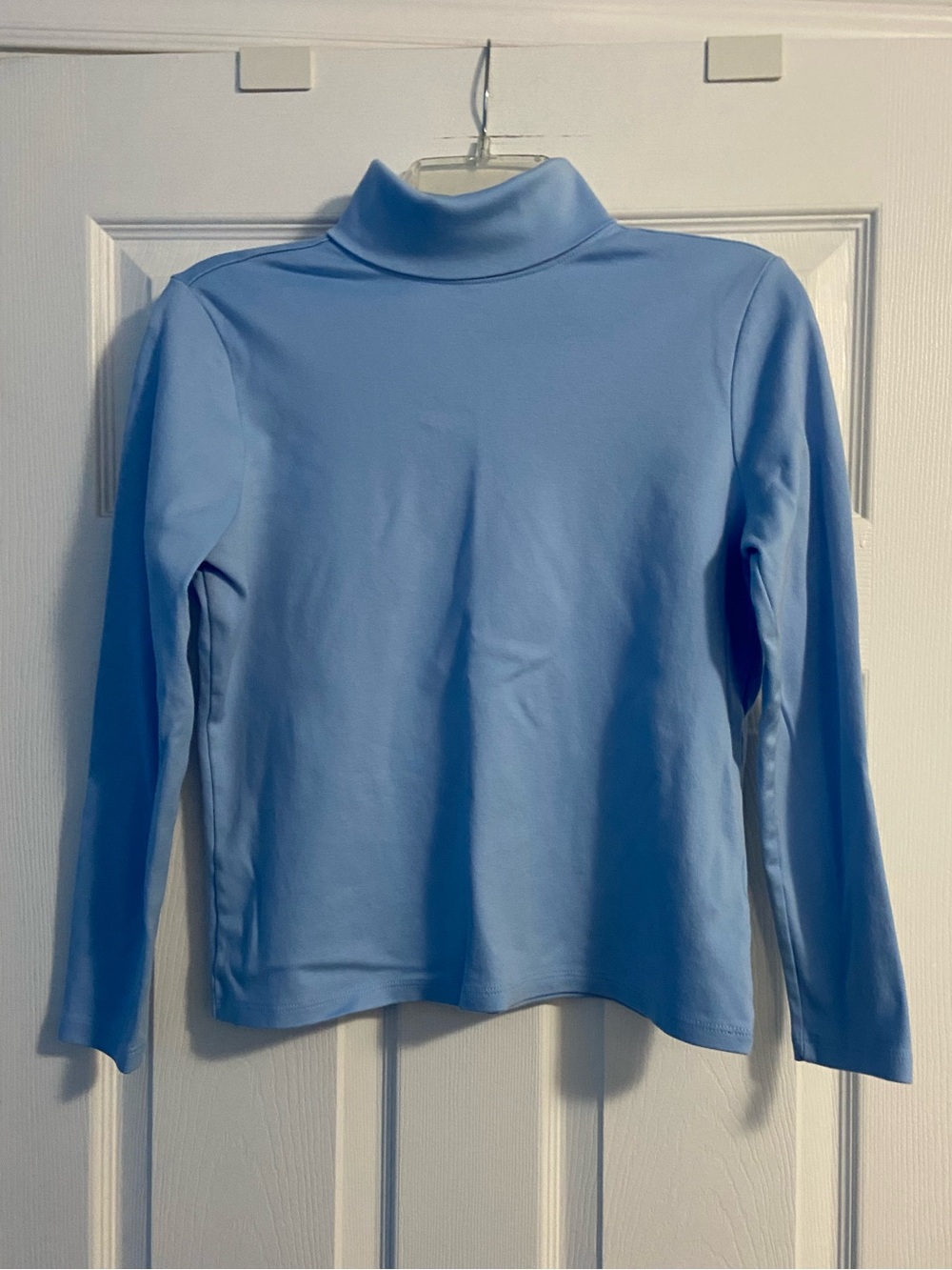 L.L. Bean Women's Light Blue Turtleneck Long Sleeve Size M Petite 100% Cotton
